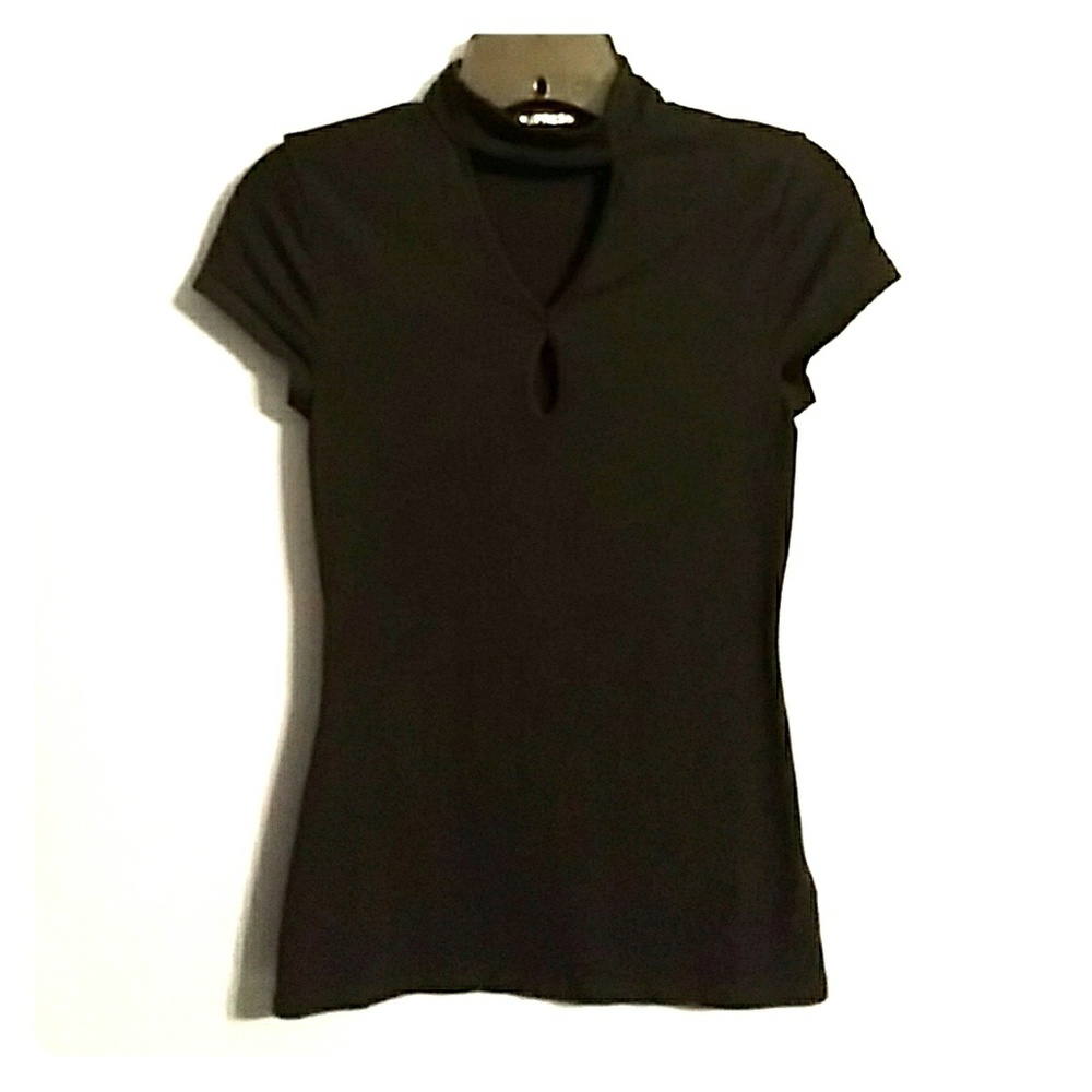 Express Double Keyhole Choker Neck Tee